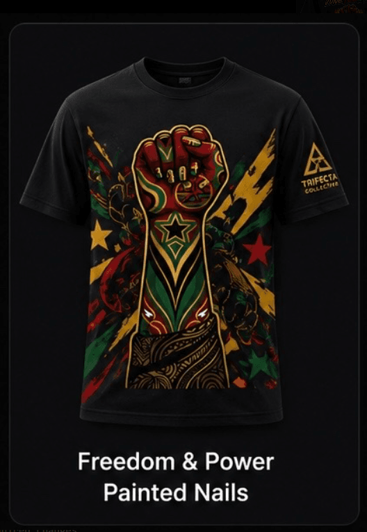 Freedom & Power painted nails shirt mockup artwork